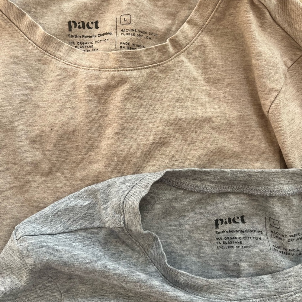 Pact Tan and Gray Organic Cotton Long Sleeve